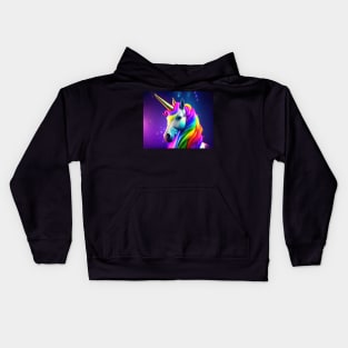 Colourful unicorn in vivid rainbow colours Kids Hoodie